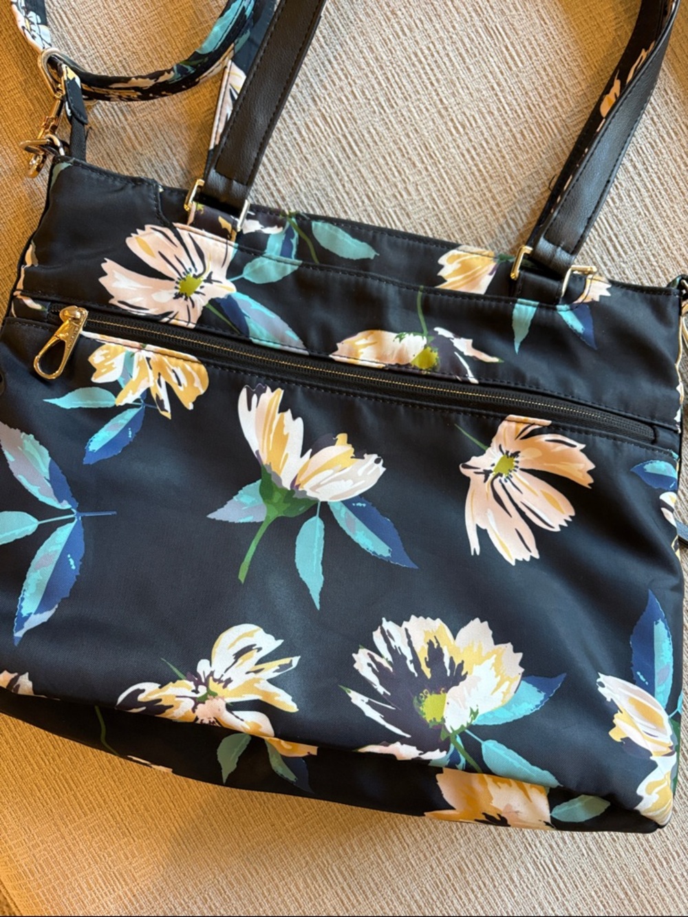 Travelon Addison black floral bag - Picture 5 of 6